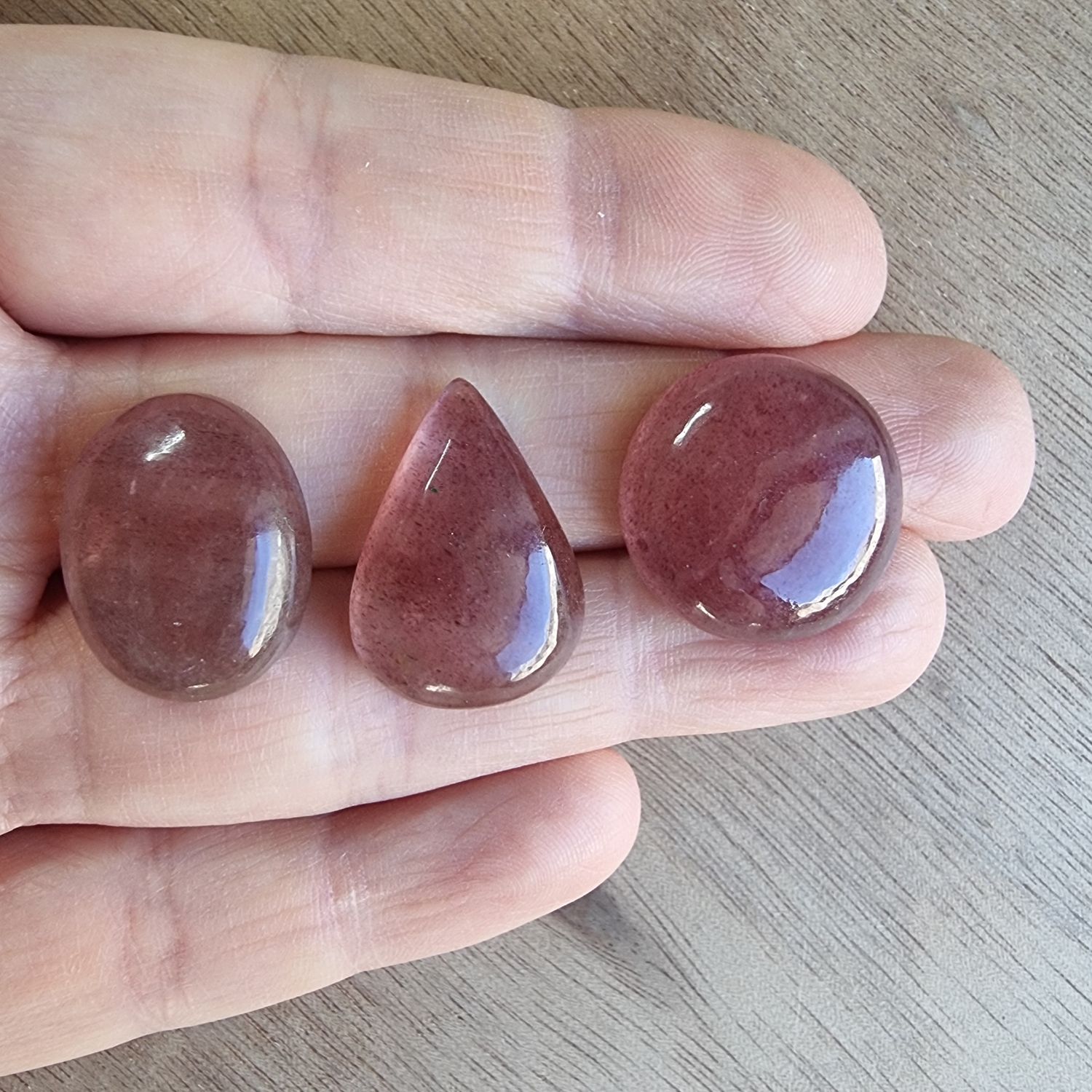 Strawberry Quartz Cabochon Lot / Pendant Lot for jewelry making or diy craft projects 13gr