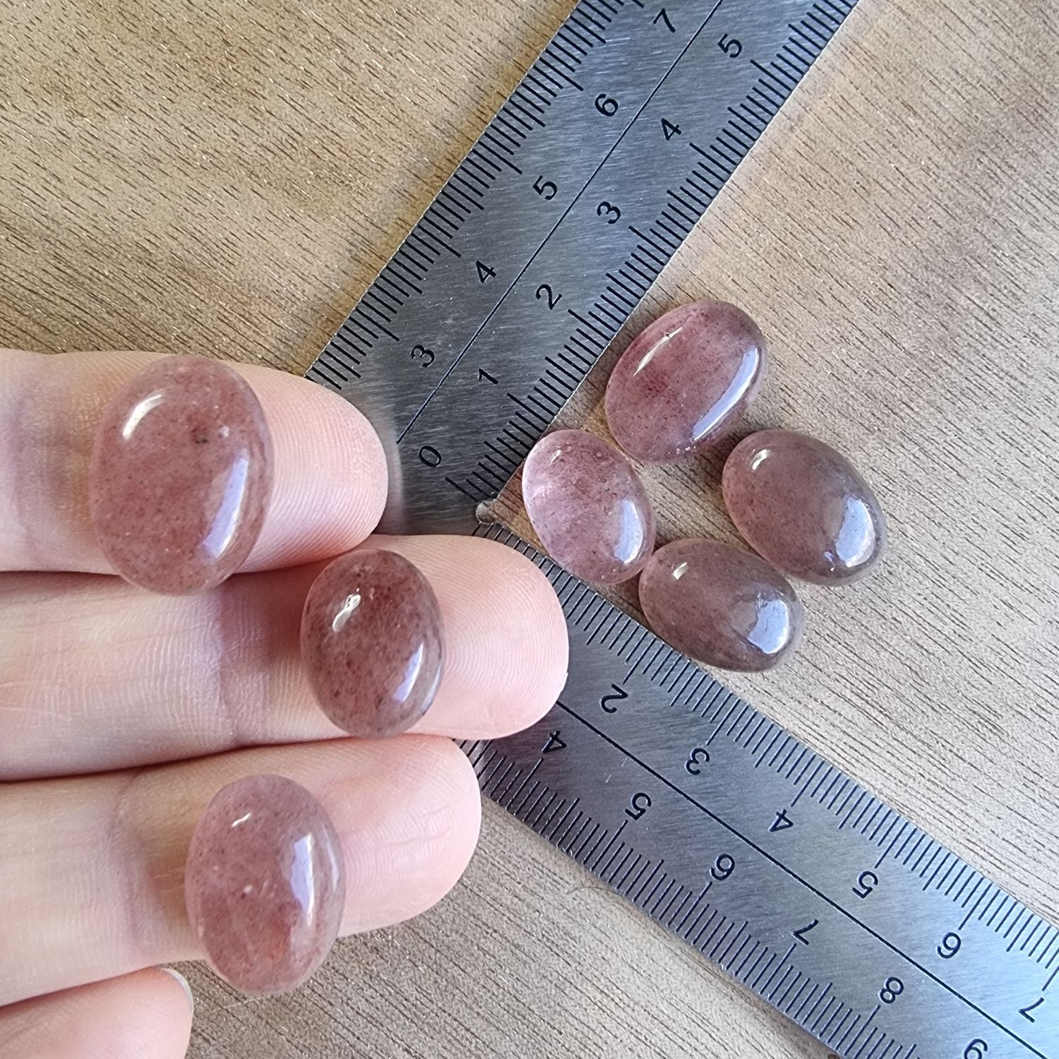Strawberry Quartz Cabochon Lot / Pendant Lot for jewelry making or diy craft projects 14.1gr