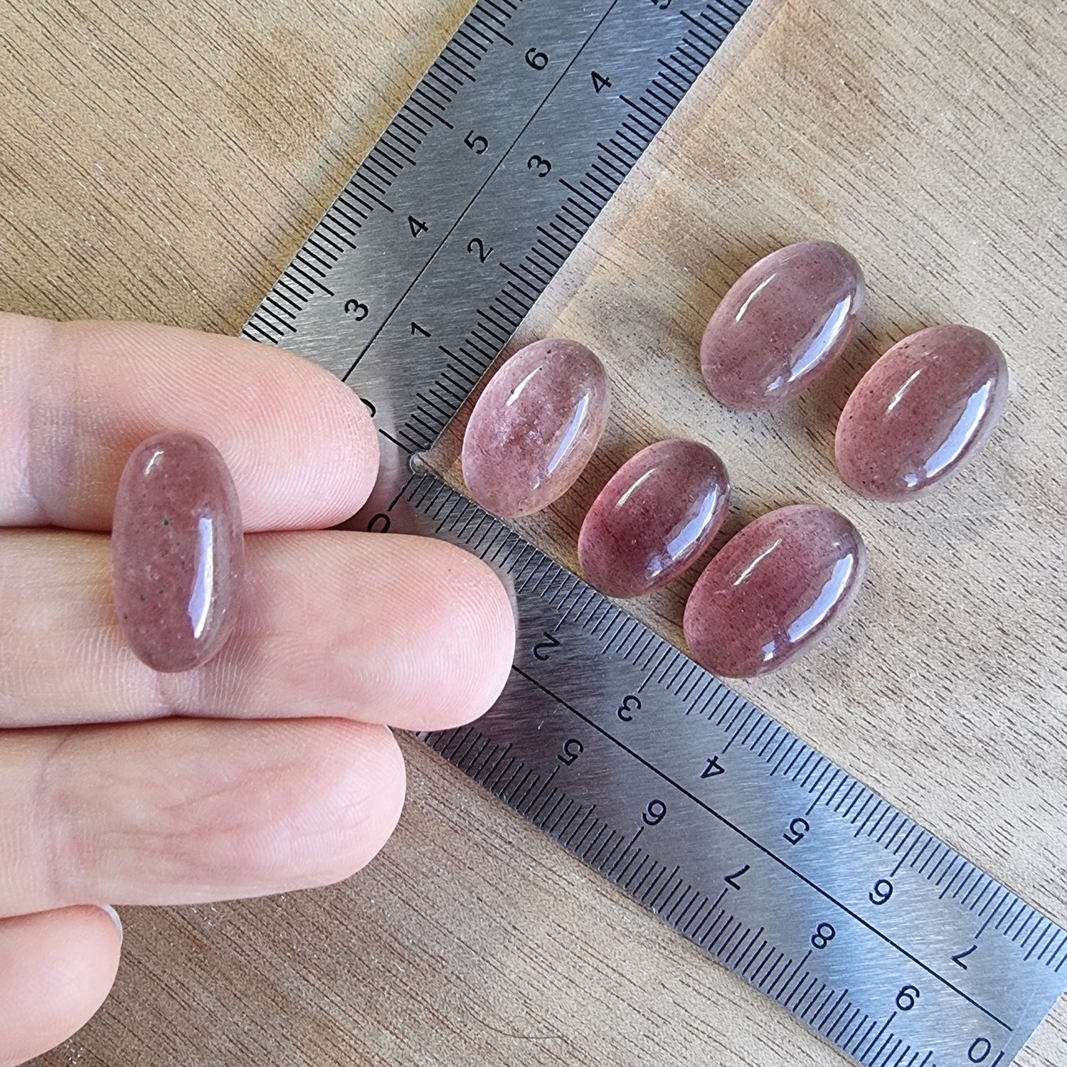 Strawberry Quartz Cabochon Lot / Pendant Lot for jewelry making or diy craft projects 14.1gr