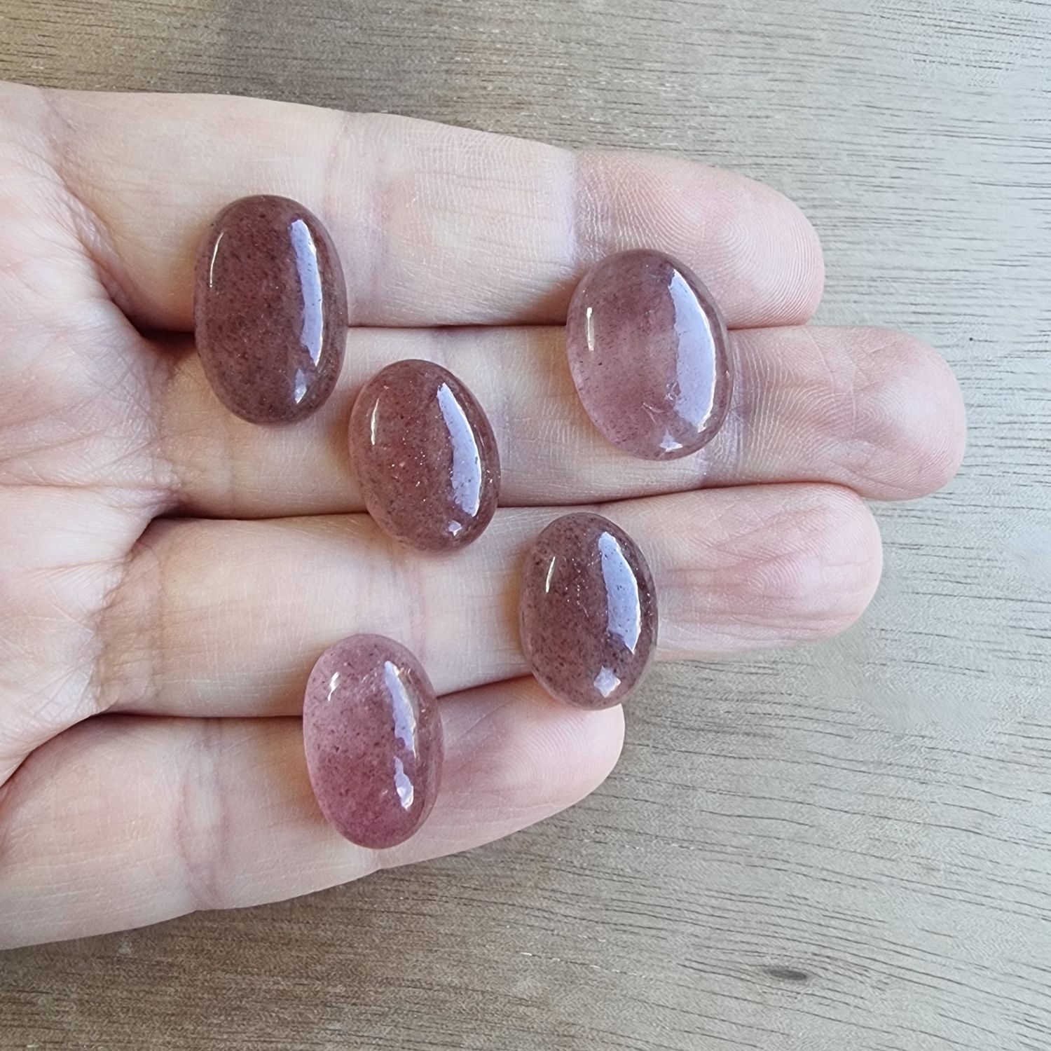 Strawberry Quartz Cabochon Lot / Pendant Lot for jewelry making or diy craft projects 12gr