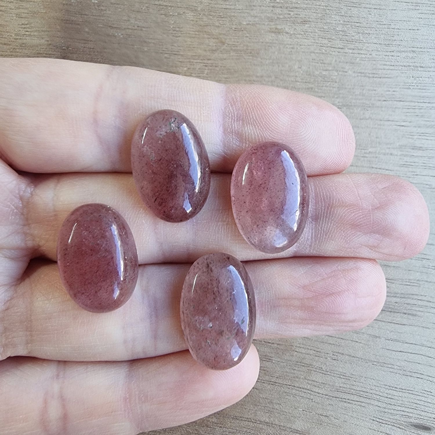 Strawberry Quartz Cabochon Lot / Pendant Lot for jewelry making or diy craft projects 10.7gr