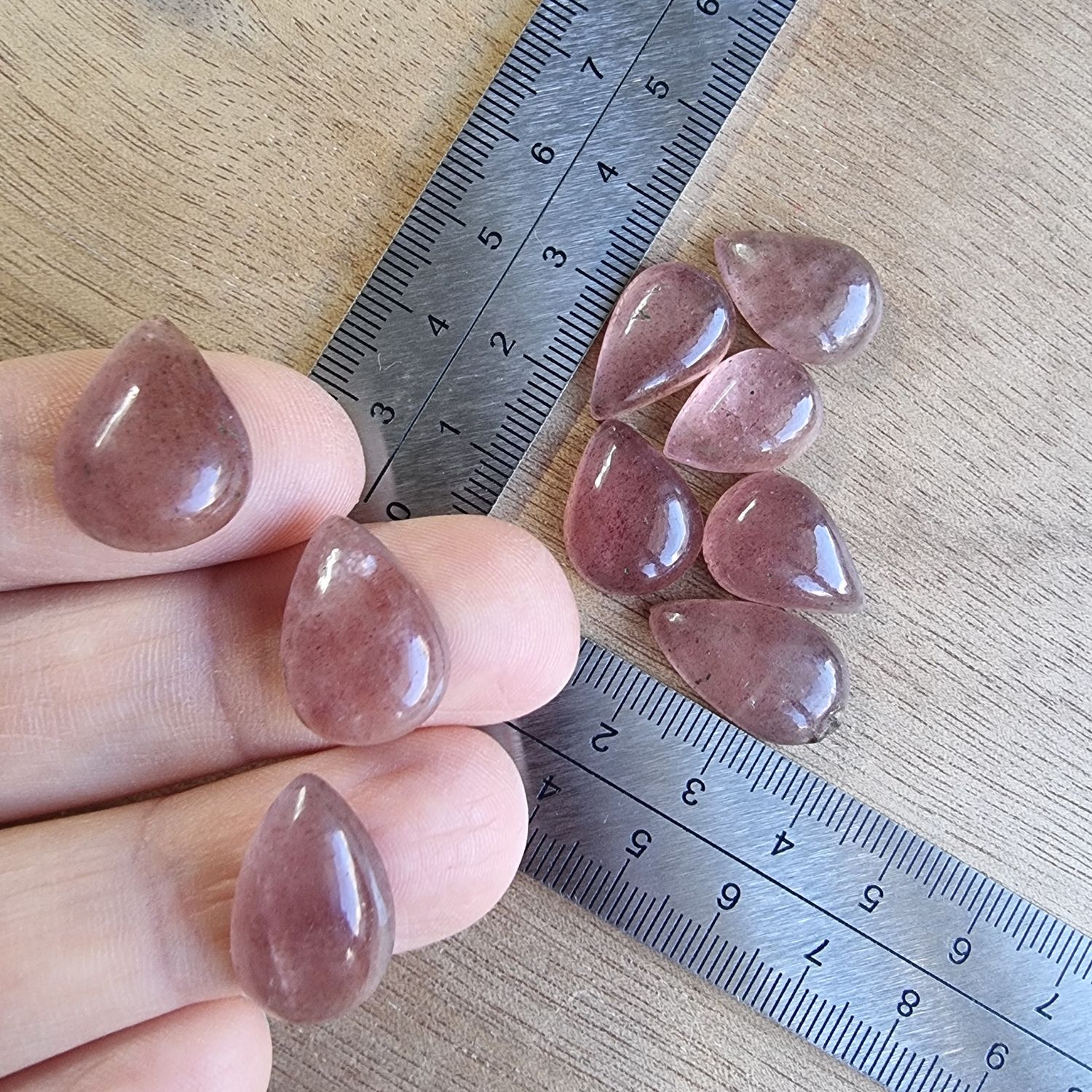 Strawberry Quartz Cabochon Lot / Pendant Lot for jewelry making or diy craft projects 17.4gr