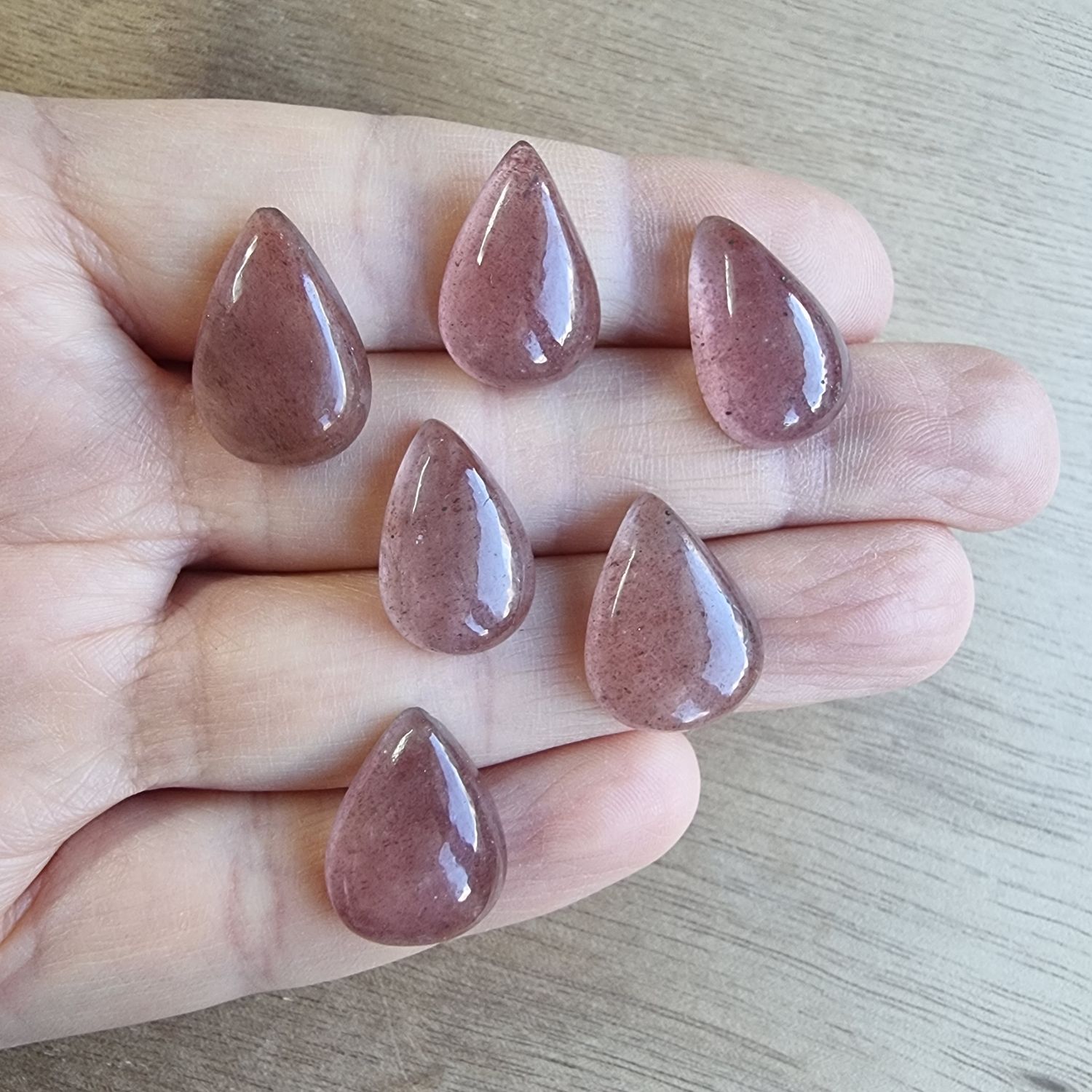 Strawberry Quartz Cabochon Lot / Pendant Lot for jewelry making or diy craft projects 13.8gr