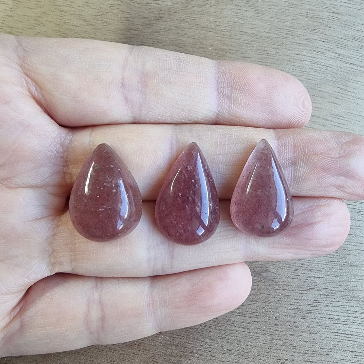 Strawberry Quartz Cabochon Lot / Pendant Lot for jewelry making or diy craft projects 9.9gr