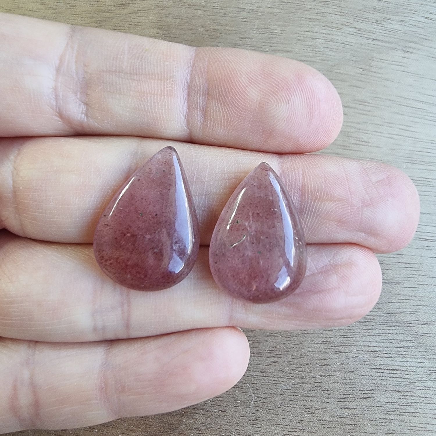 Strawberry Quartz Cabochon Lot / Pendant Lot for jewelry making or diy craft projects 5.9gr