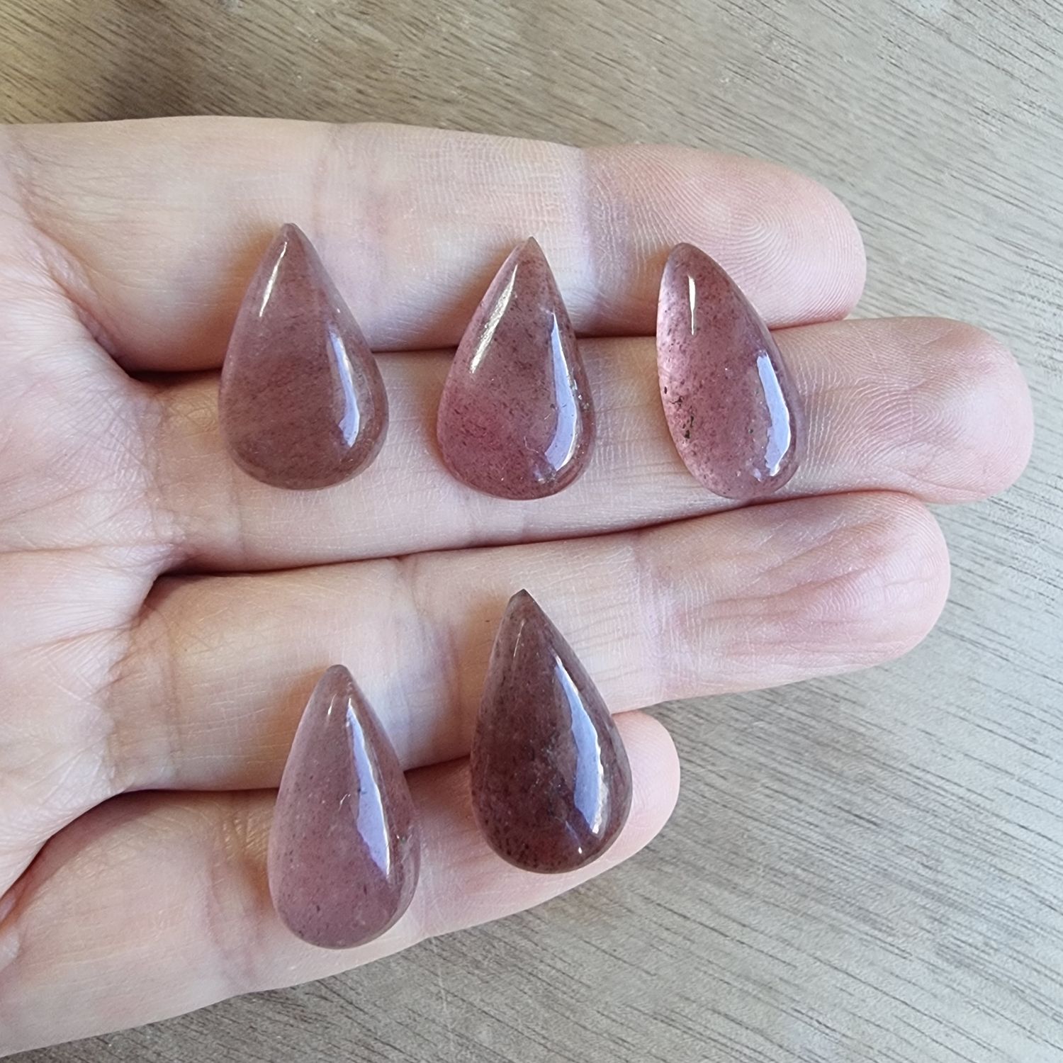 Strawberry Quartz Cabochon Lot / Pendant Lot for jewelry making or diy craft projects 12.1gr