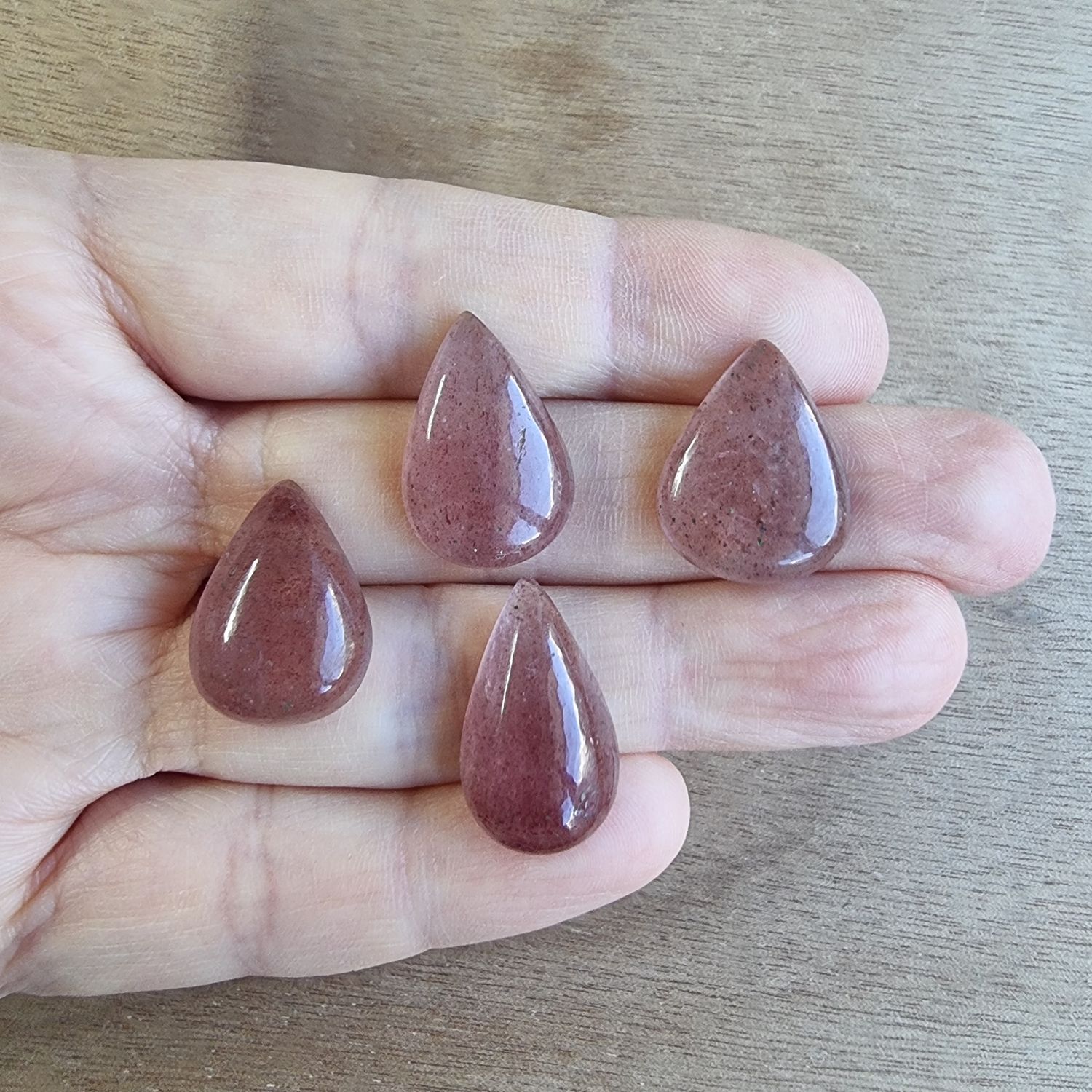 Strawberry Quartz Cabochon Lot / Pendant Lot for jewelry making or diy craft projects 10.8gr