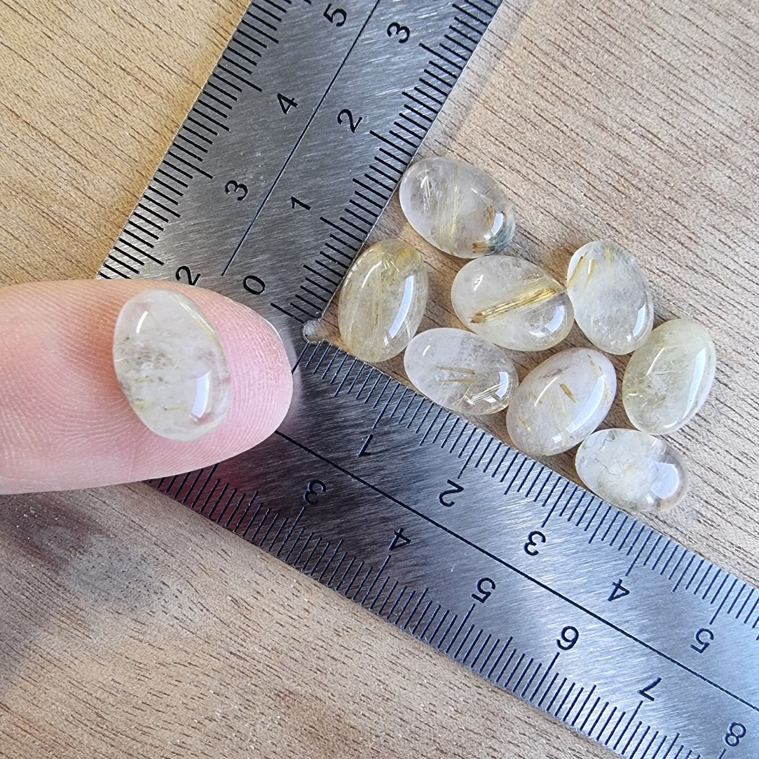 Golden Rutilated Quartz Cabochon Lot / Pendant Lot for jewelry making or diy craft projects 7.2gr