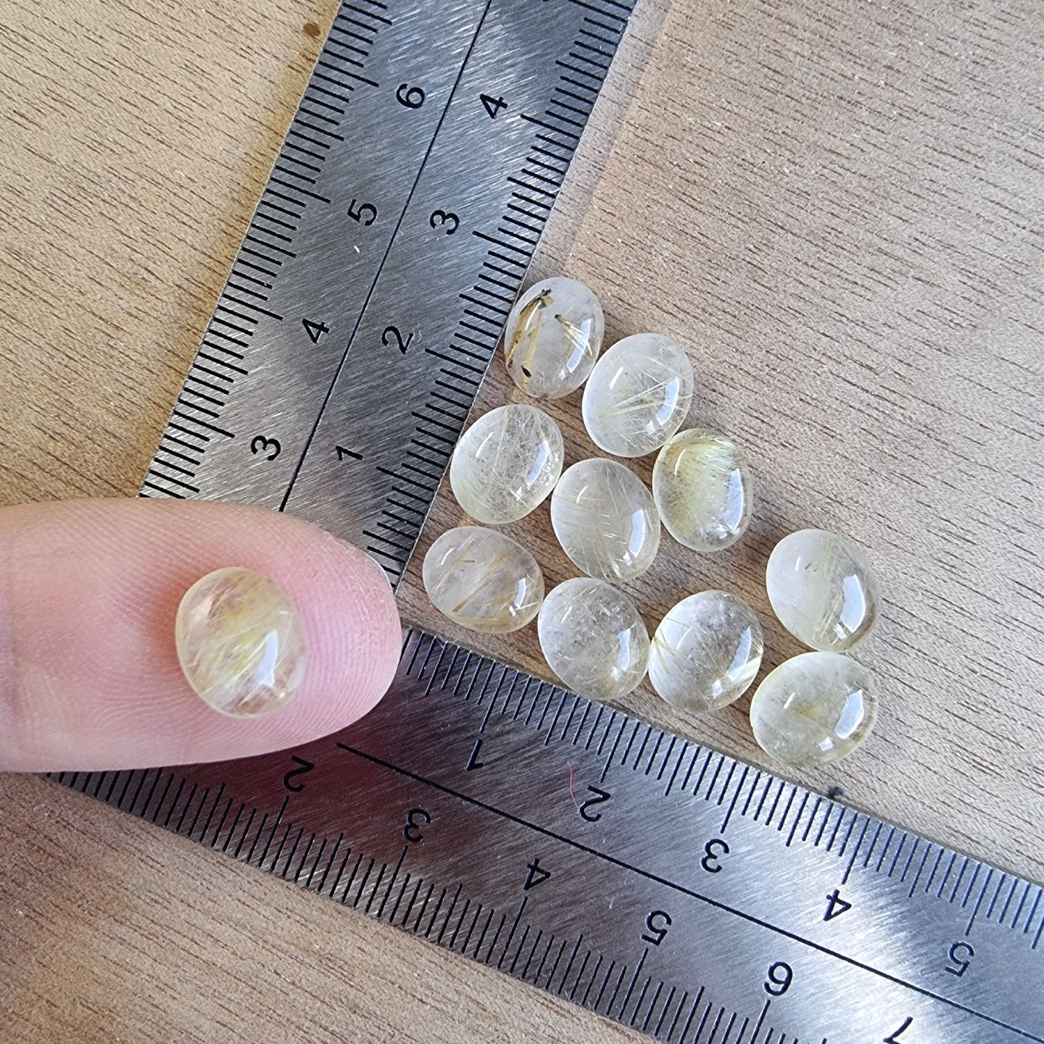 Golden Rutilated Quartz Cabochon Lot / Pendant Lot for jewelry making or diy craft projects 6gr