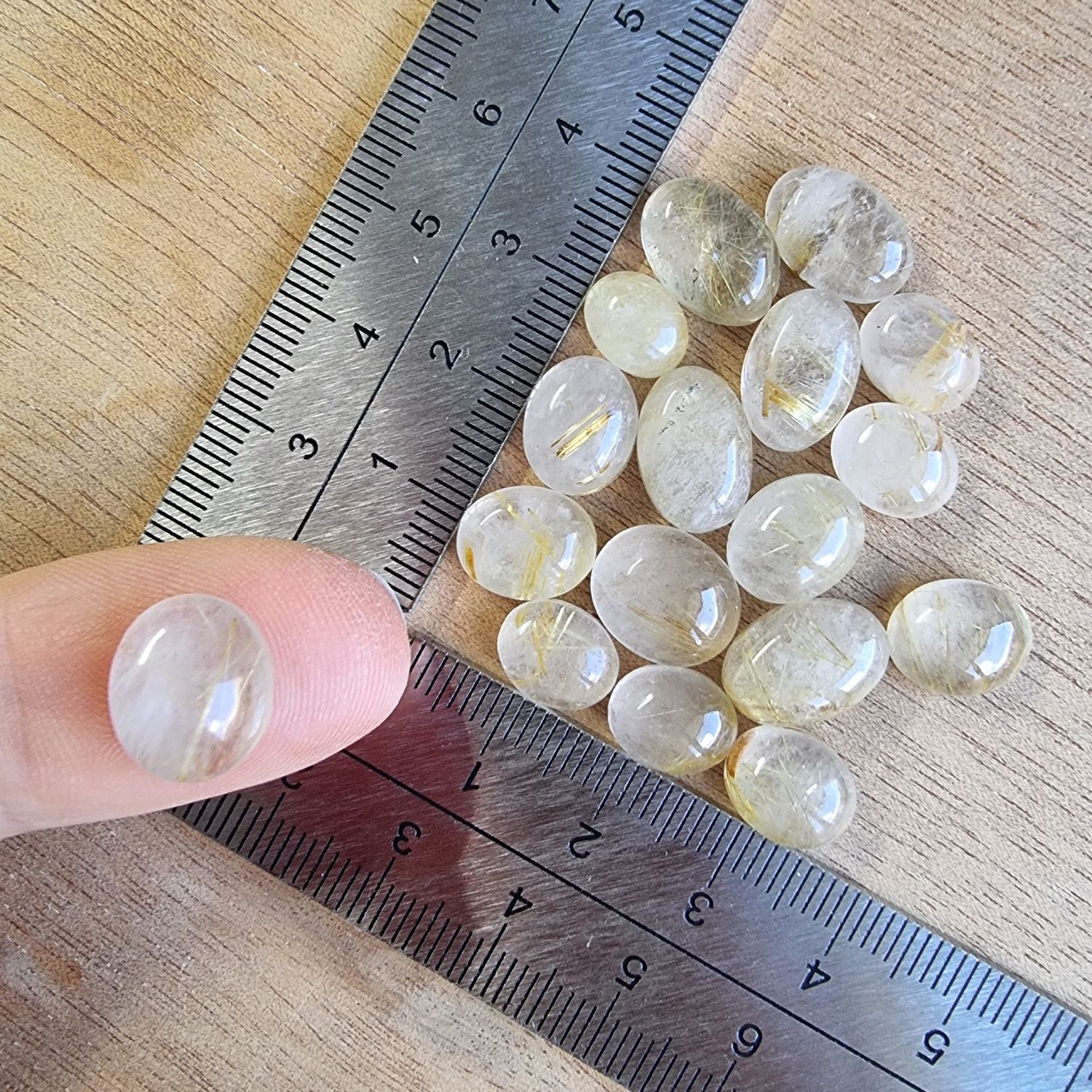 Golden Rutilated Quartz Cabochon Lot / Pendant Lot for jewelry making or diy craft projects 13.6gr