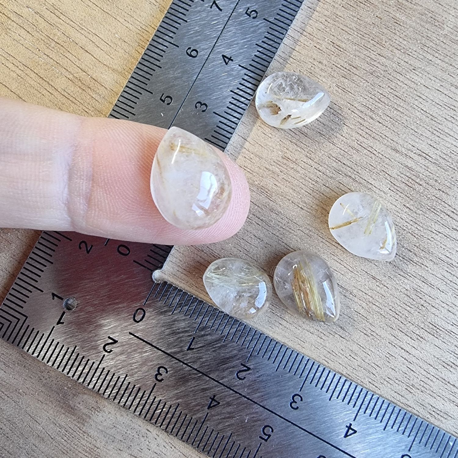 Golden Rutilated Quartz Cabochon Lot / Pendant Lot for jewelry making or diy craft projects 6.1gr