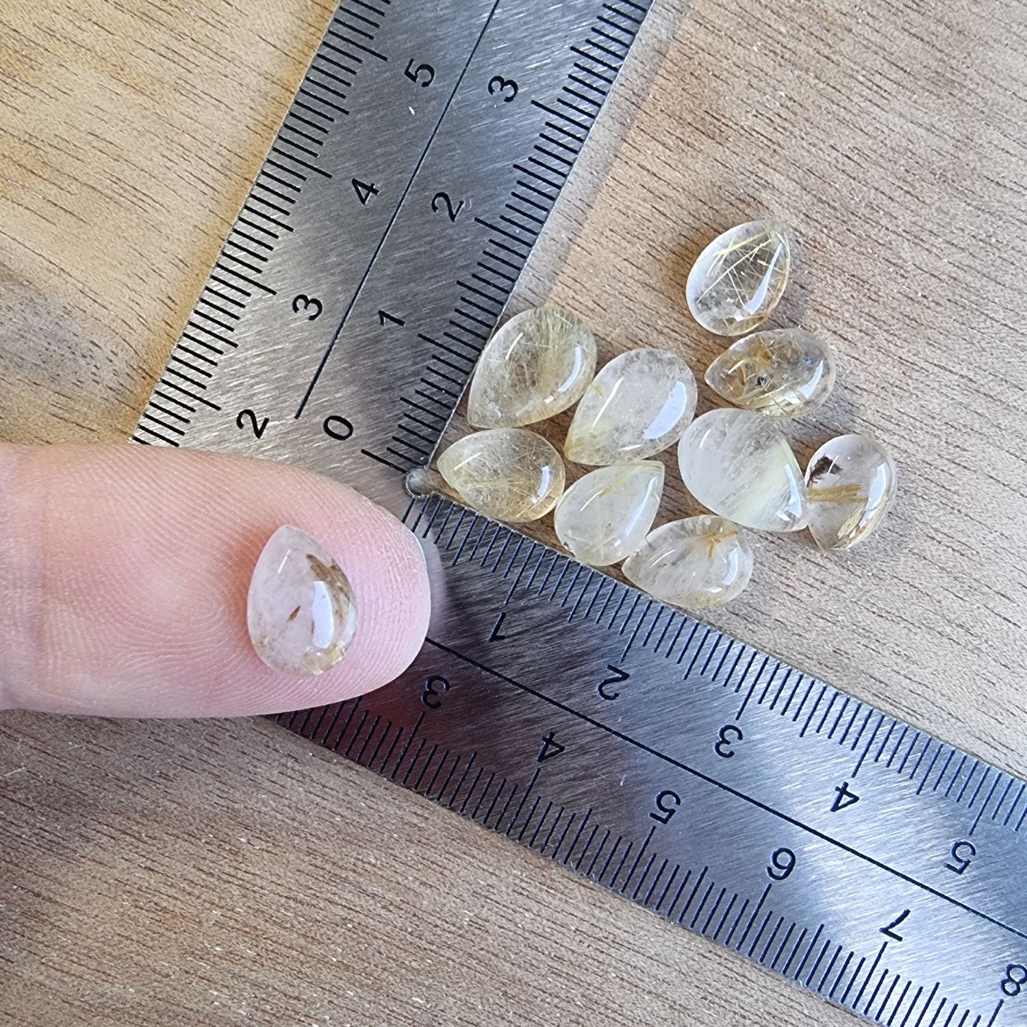 Golden Rutilated Quartz Cabochon Lot / Pendant Lot for jewelry making or diy craft projects 4.7gr