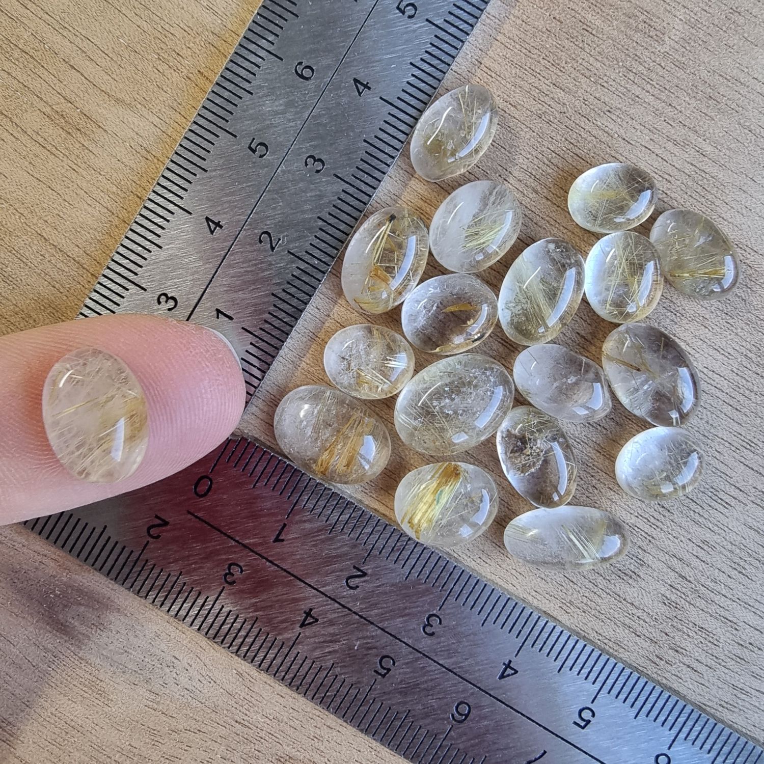 Golden Rutilated Quartz Cabochon Lot / Pendant Lot for jewelry making or diy craft projects 14.5gr