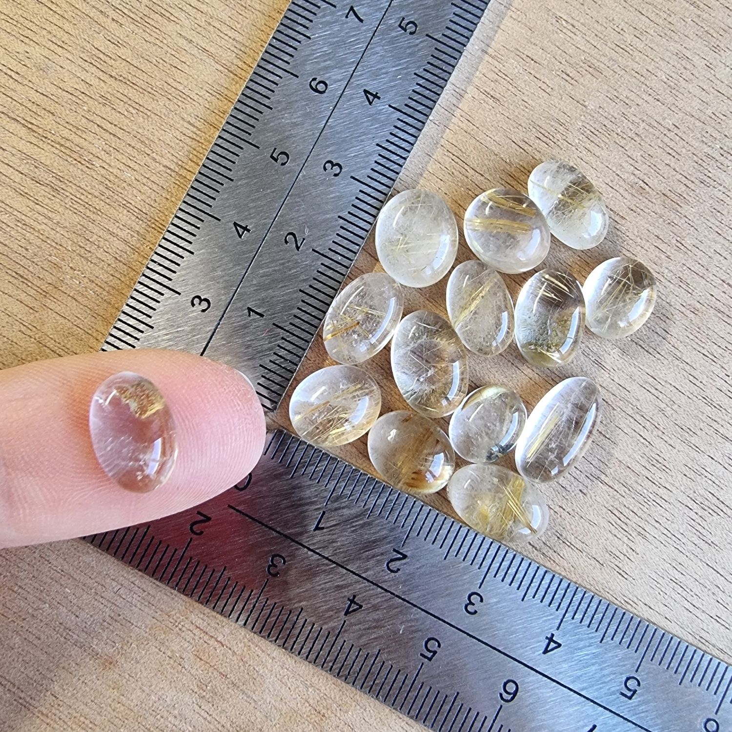 Golden Rutilated Quartz Cabochon Lot / Pendant Lot for jewelry making or diy craft projects 10.7gr