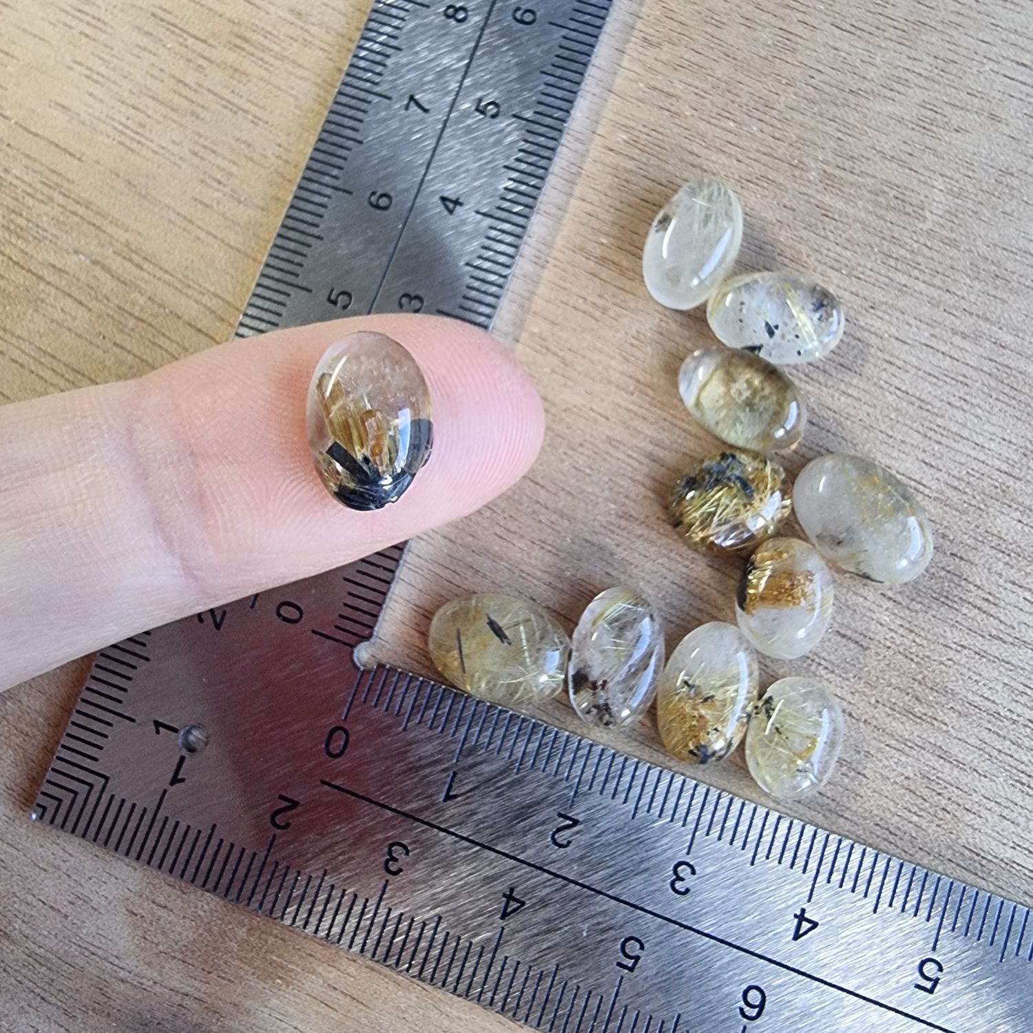 Golden Rutilated Quartz Cabochon Lot / Pendant Lot for jewelry making or diy craft projects 7.8gr