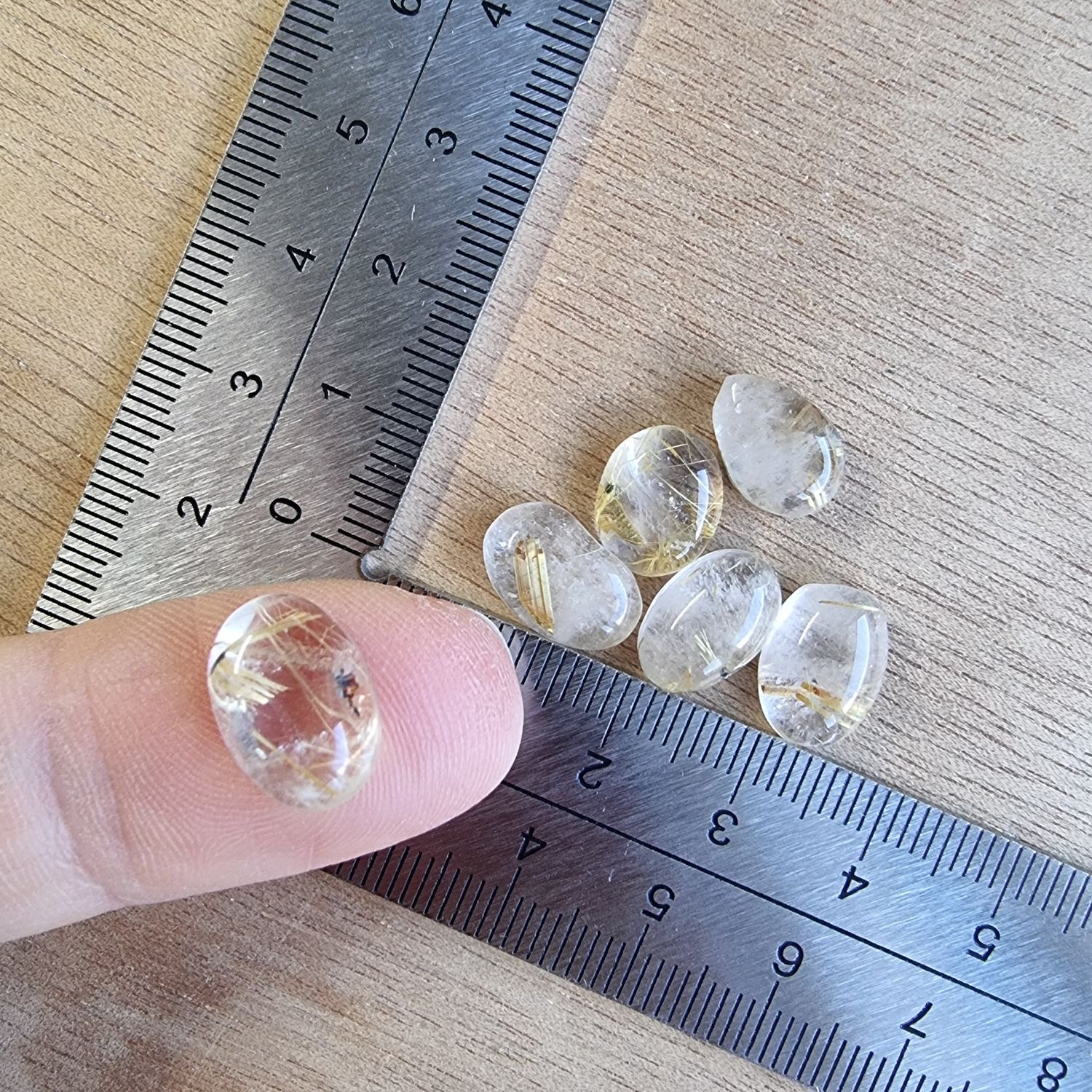 Golden Rutilated Quartz Cabochon Lot / Pendant Lot for jewelry making or diy craft projects 4.8gr