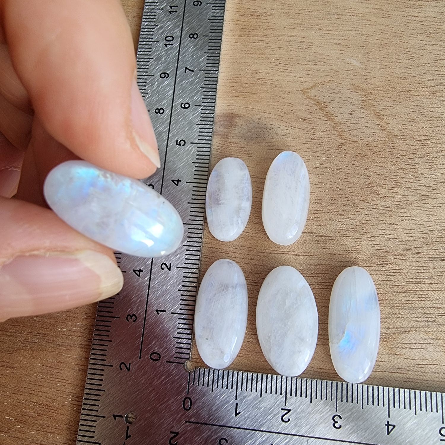 6 x Moonstone Cabochon Lot / Pendant Lot for jewelry making or diy craft projects 16.9gr