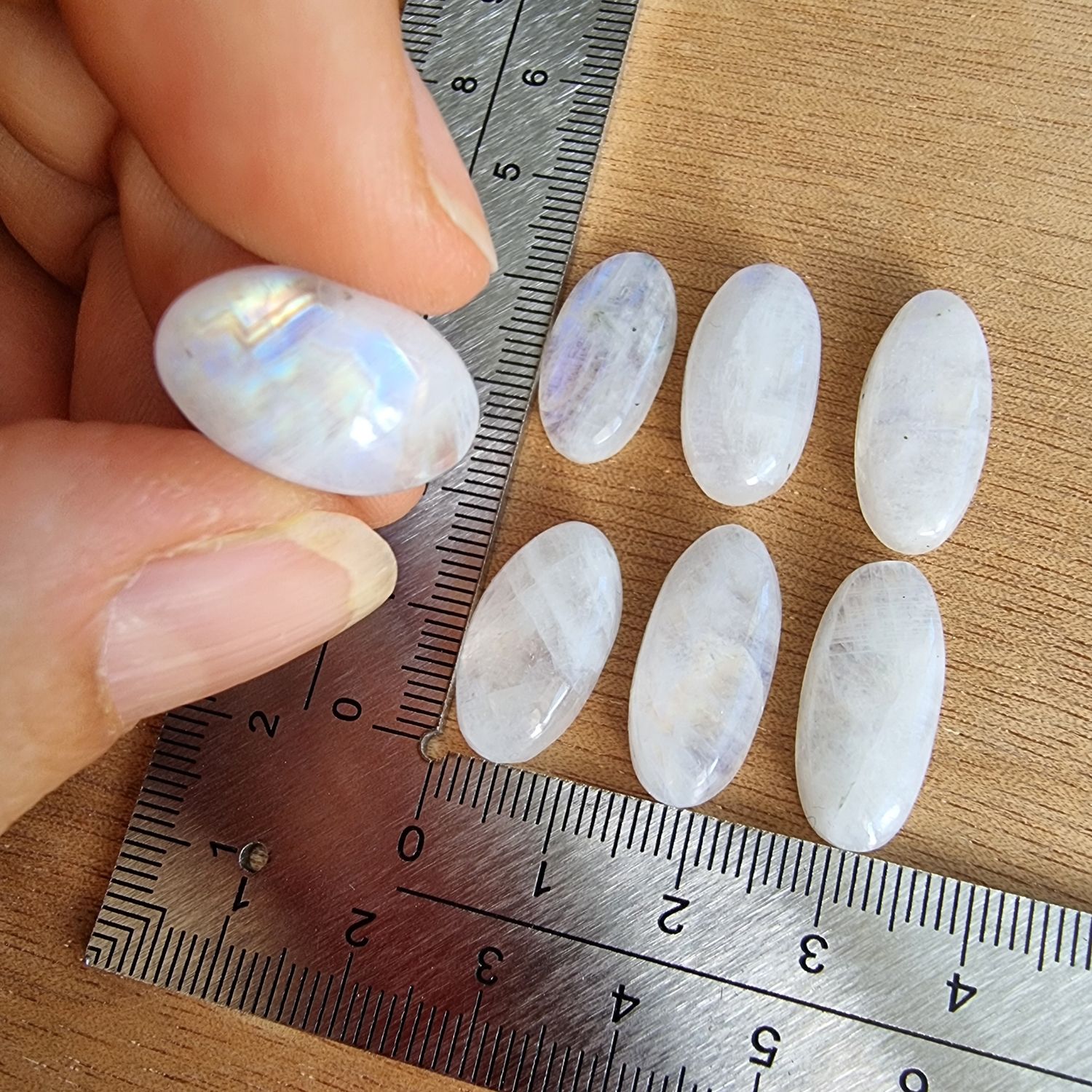 7 x Moonstone Cabochon Lot / Pendant Lot for jewelry making or diy craft projects 16.2gr