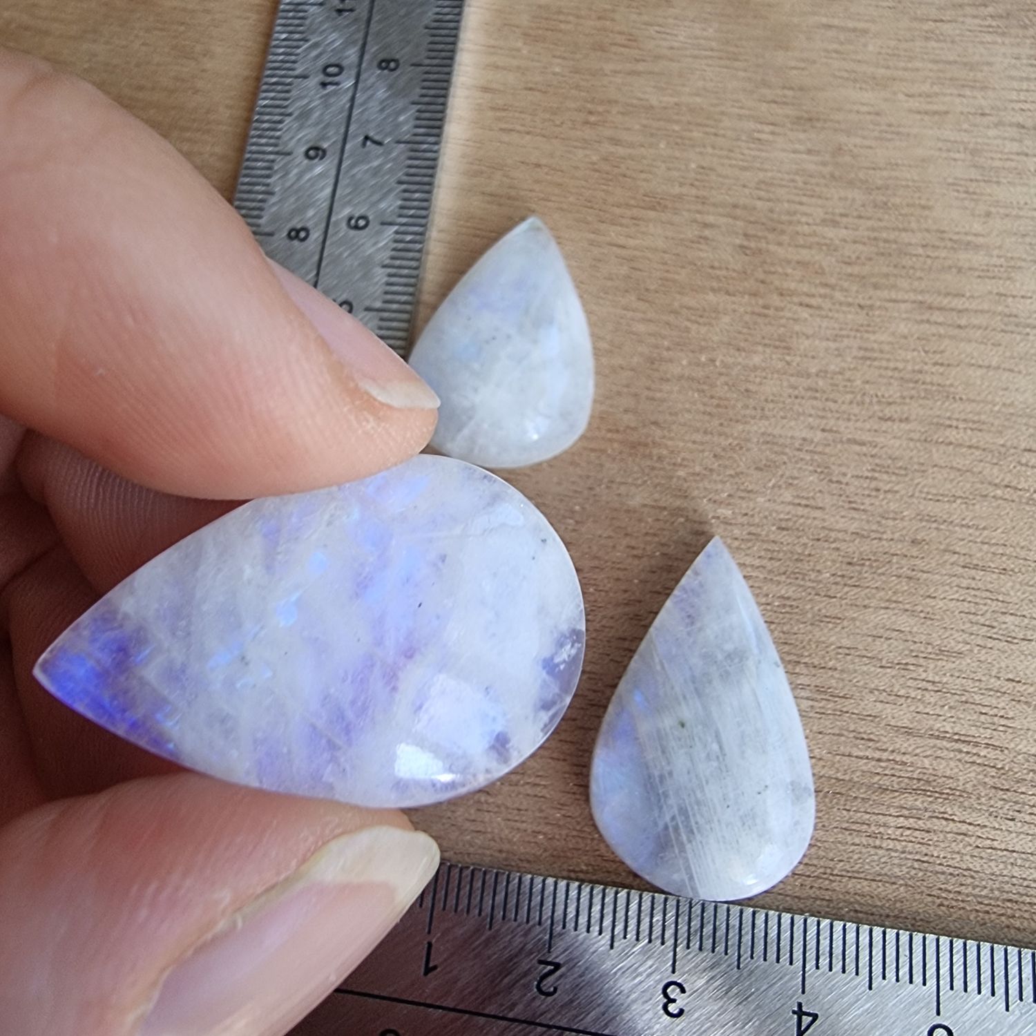 3 x Moonstone Cabochon Lot / Pendant Lot for jewelry making or diy craft projects 16gr