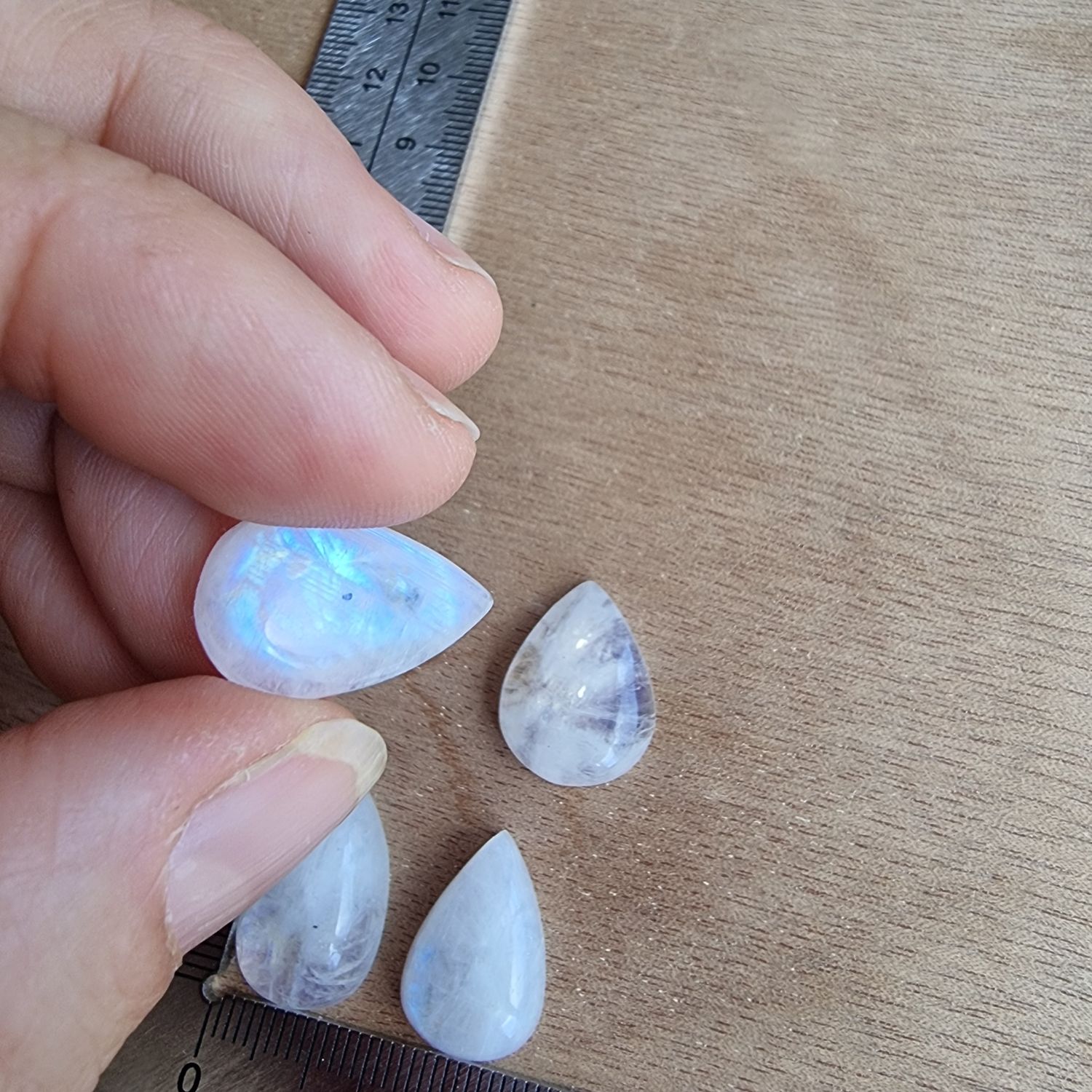4 x Moonstone Cabochon Lot / Pendant Lot for jewelry making or diy craft projects 9.2gr