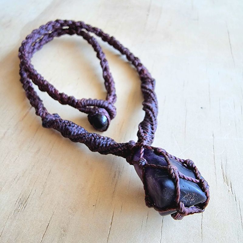 Australian Amethyst Micromacrame Unisex Necklace 