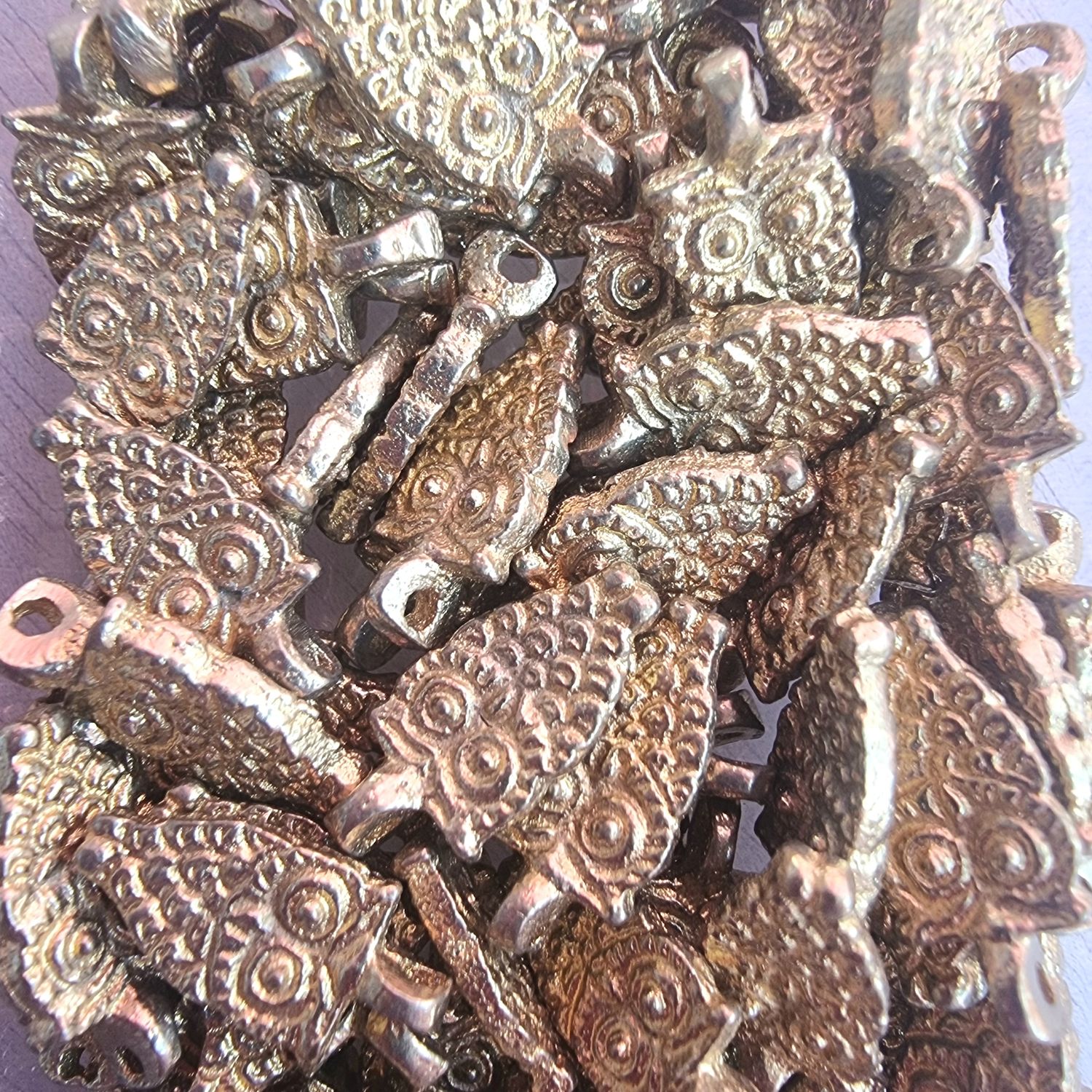 Solid Brass Owl Accent Pendant for Macrame Jewelry - NZ Craft Supplies