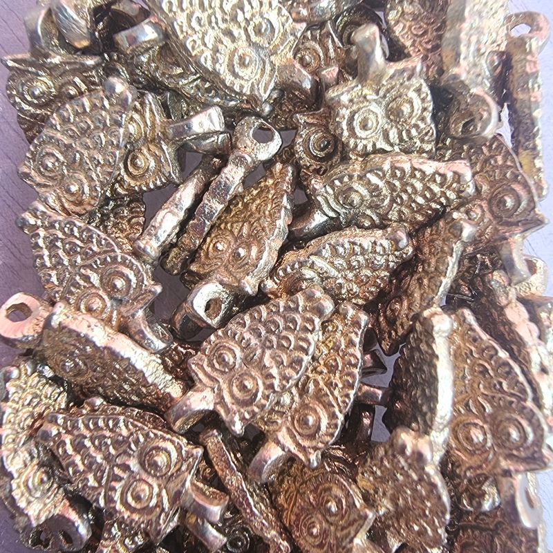 Solid Brass Owl Accent Pendant for Macrame Jewelry - NZ Craft Supplies