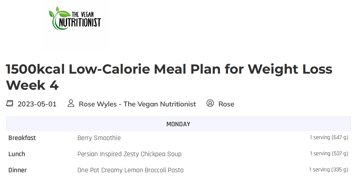 8-Week Vegan Weight Loss Meal Plan | Healthy Vegan Diet Program