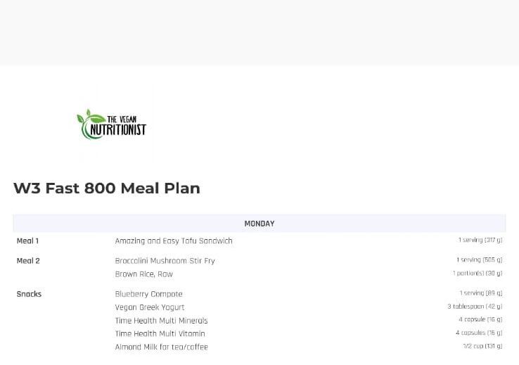 8-Week Fast 800 Vegan Weight Loss Meal Plan | Quick & Easy Weight Loss Diet