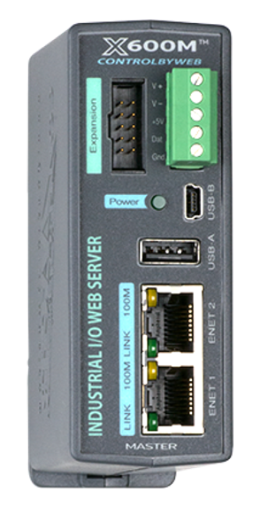 ControlByWeb X-600M: Ohjelmoitava I/O kontrolleri (PLC), optiona LTE yhteys