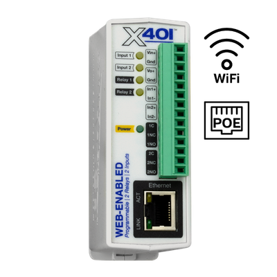 ControlByWeb X-401: rele ja DI ohjain, optiona PoE tai WLAN