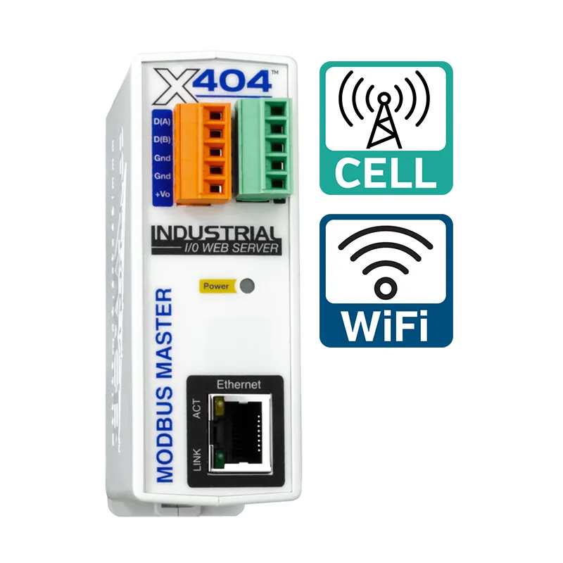 ControlByWeb X-404C: Modbus Master ohjain; LAN, WLAN ja 4G LTE-M
