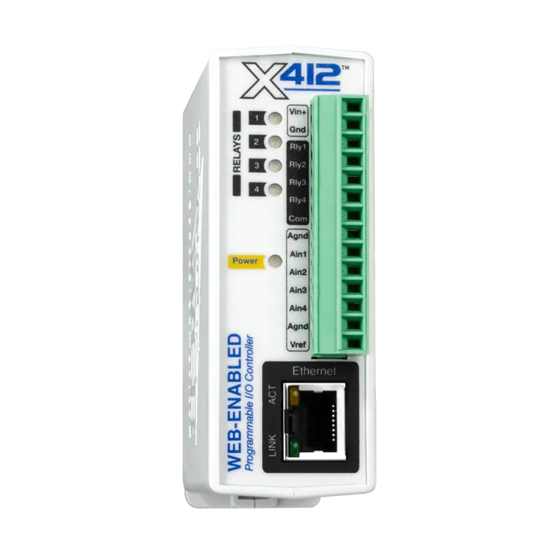 ControlByWeb X-412: rele ja AI ohjain, optiona PoE tai WLAN
