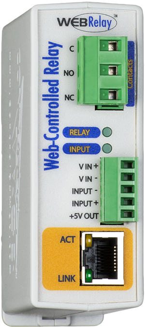ControlByWeb Original WebRelay: rele ja DI ohjain, PoE ja/tai 9-28VDC