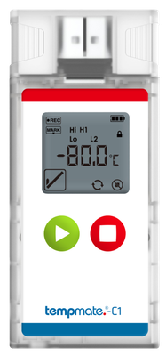 Tempmate-C1 kertakäyttöinen kuivajää (dry ice) lämpötila USB dataloggeri