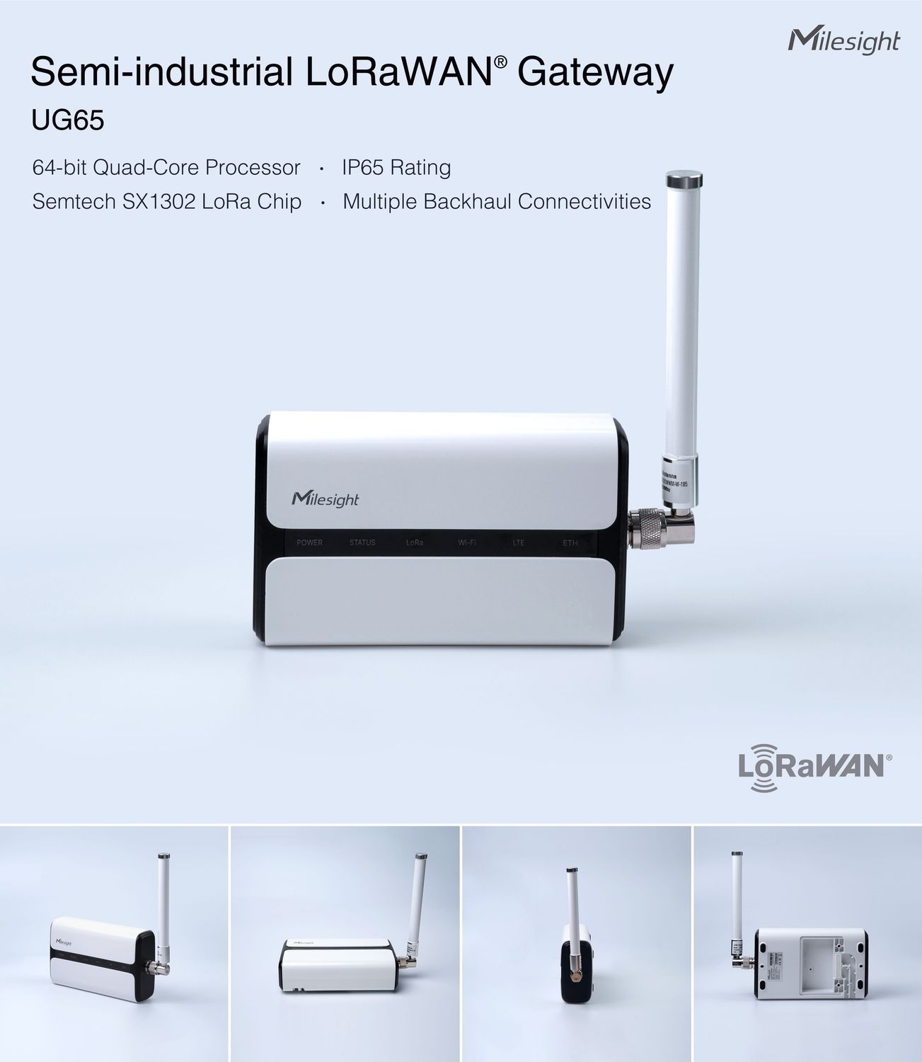 Milesight UG65 Semi-Industrial LoRaWAN Gateway, 4G