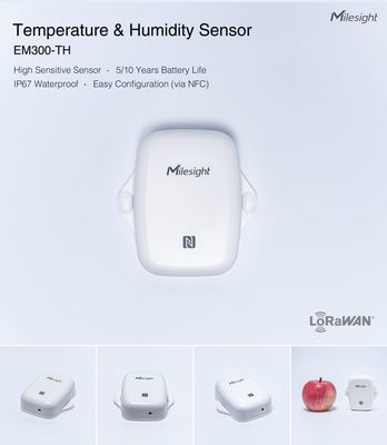 Milesight EM300-TH lämpötila- ja kosteusanturi, LoRaWAN verkkoon