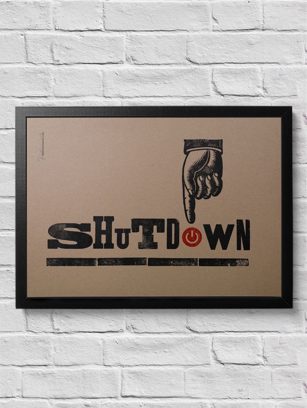 'Shutdown' Original A3 Print