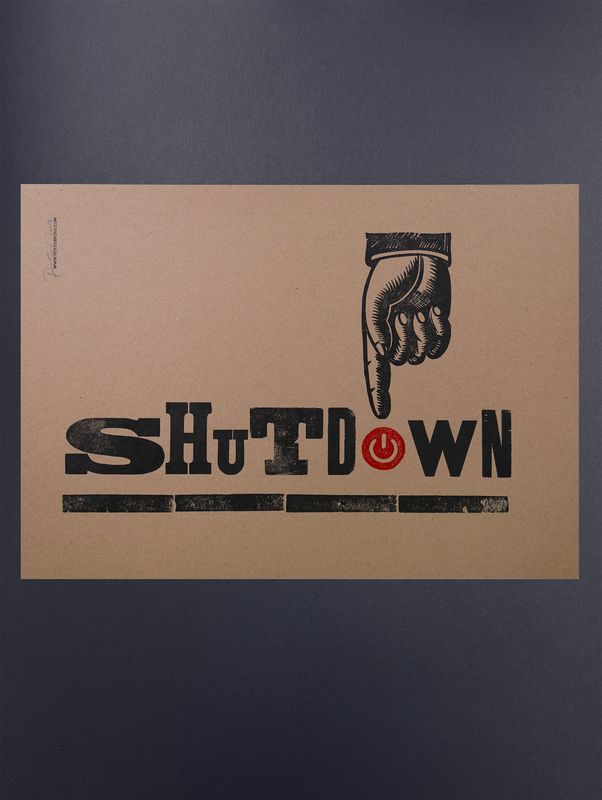 'Shutdown' Original A3 Print