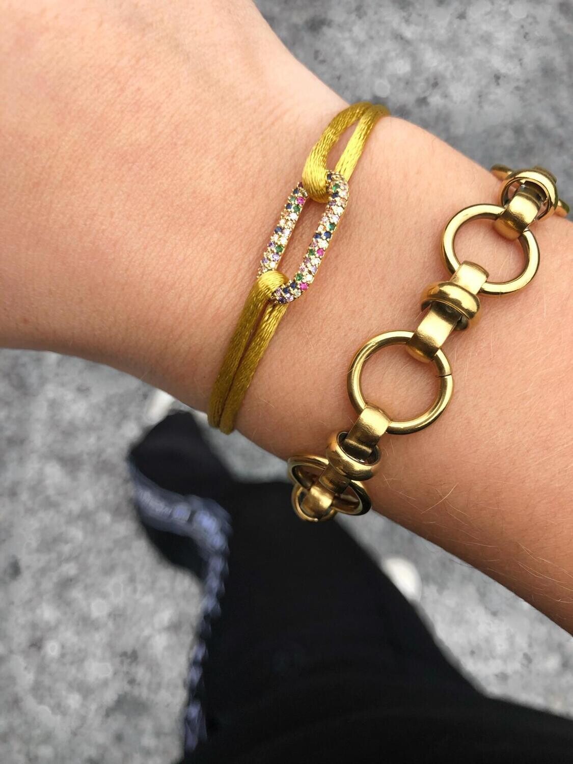 Zirkonia gold satin bracelet
