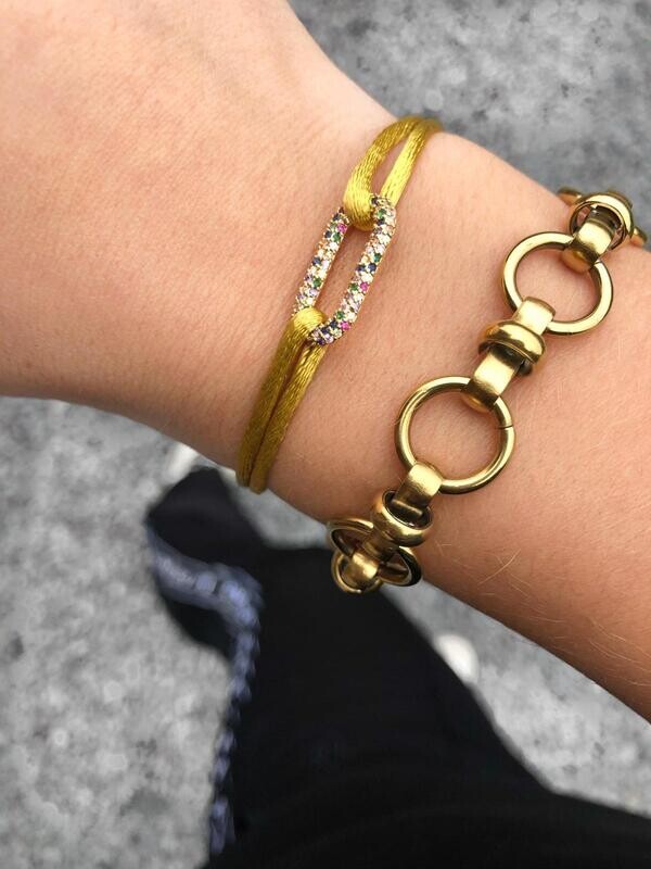 Zirkonia gold satin bracelet