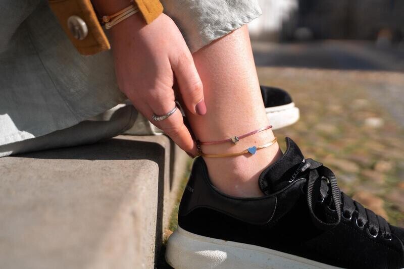 Heart satin anklet