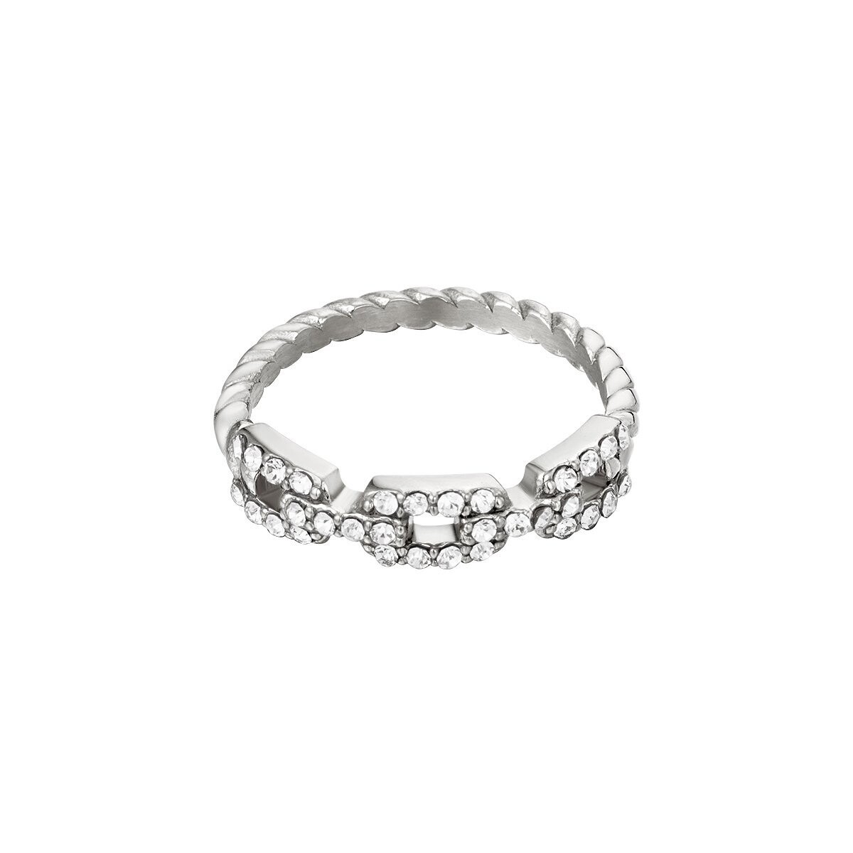 Chain and diamonds ring silver