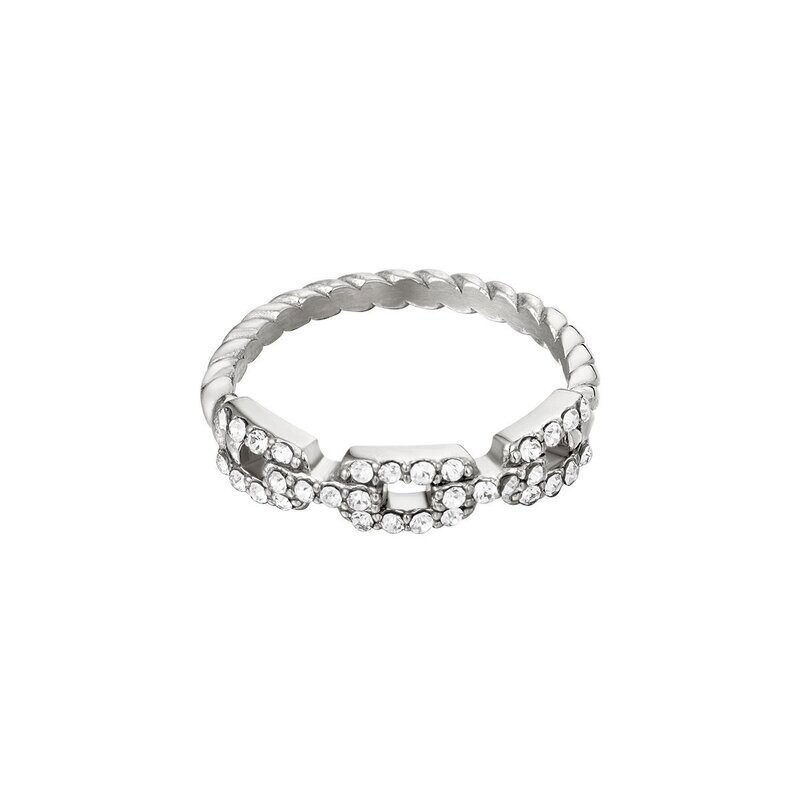 Chain and diamonds ring silver