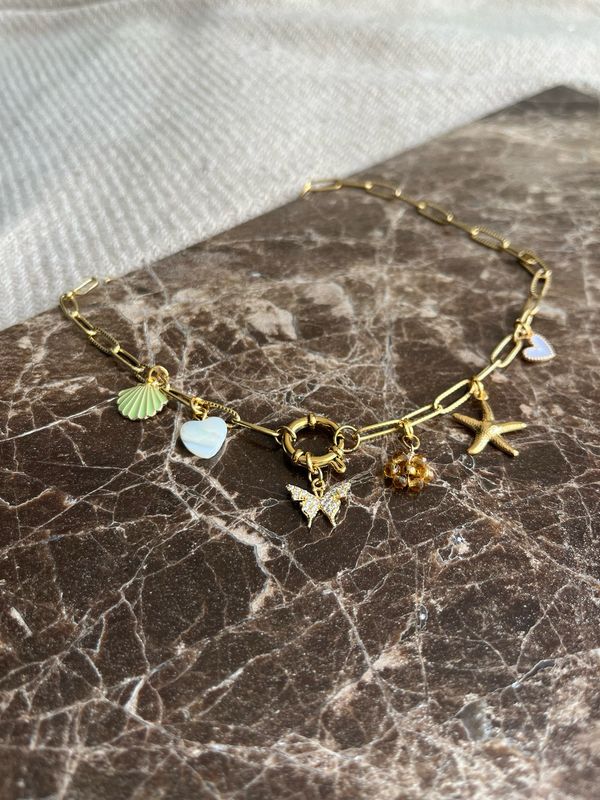 Neutral charm necklace