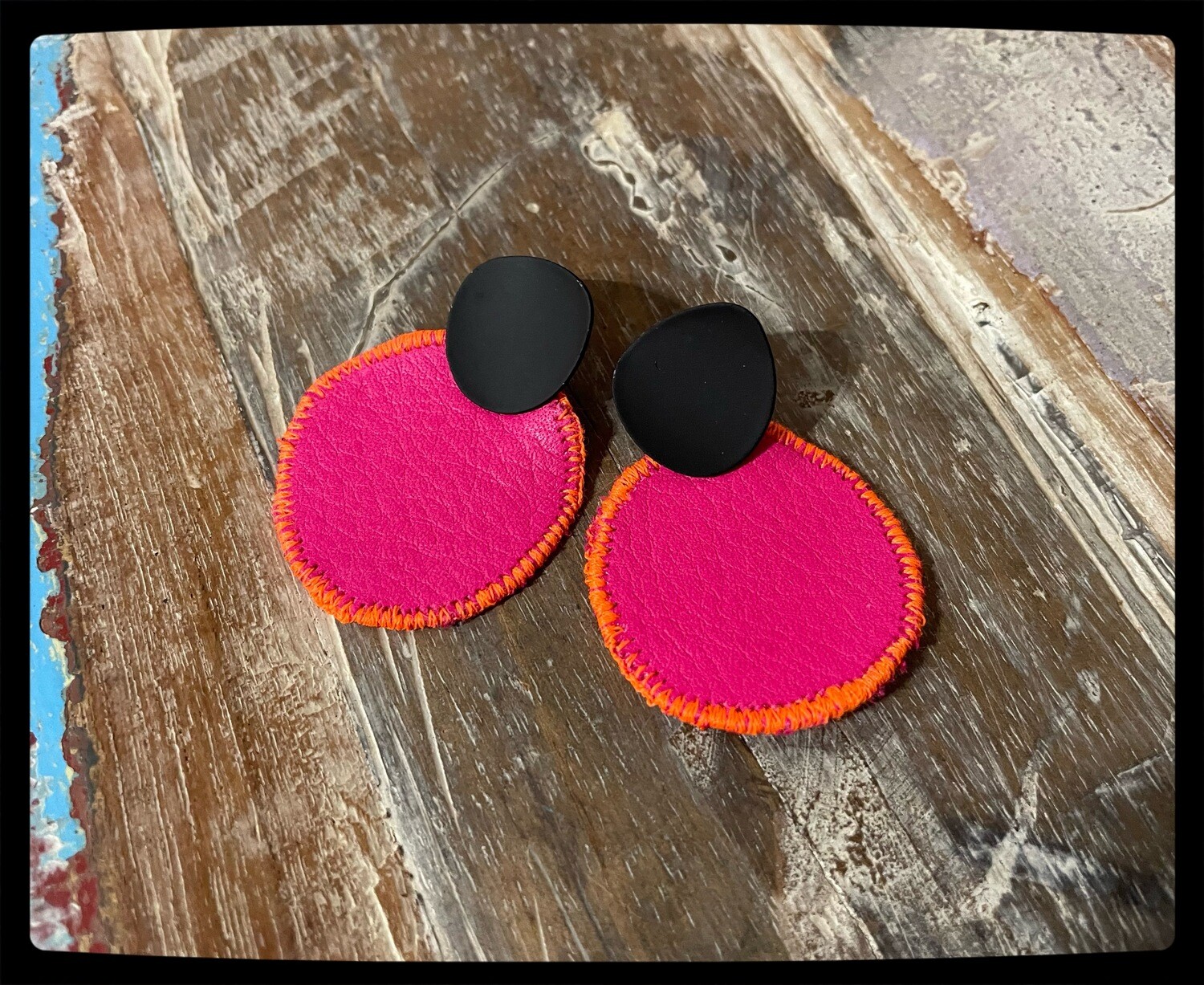pink leather circles