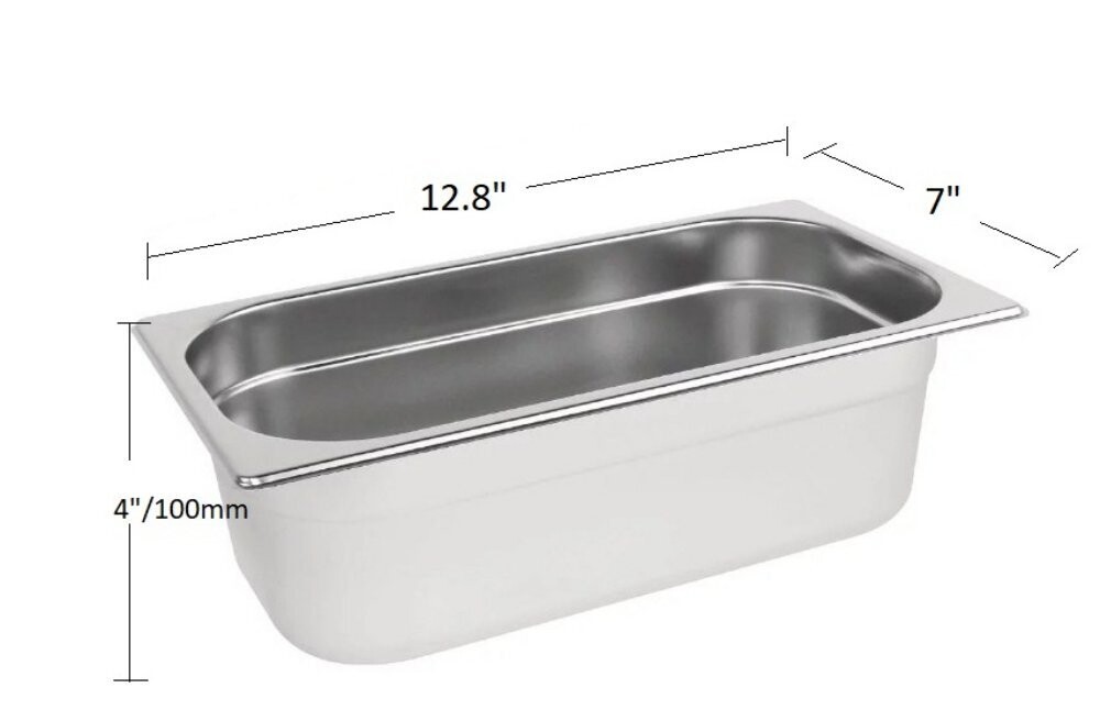 1/3 Gastronorm Pan GN Pan 100mm (4 inch) Deep Stainless Steel 1