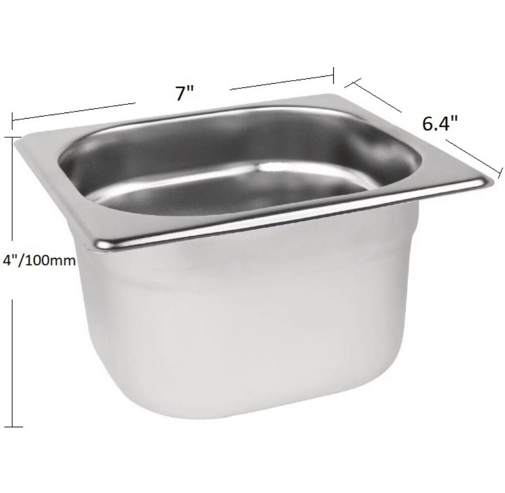 1/6 Gastronorm Pan GN Pan 100mm (4 inch) Stainless Steel