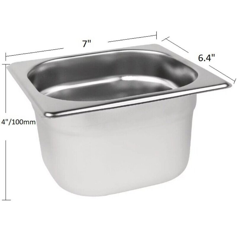 1/6 Gastronorm Pan GN Pan 100mm (4 inch) Stainless Steel