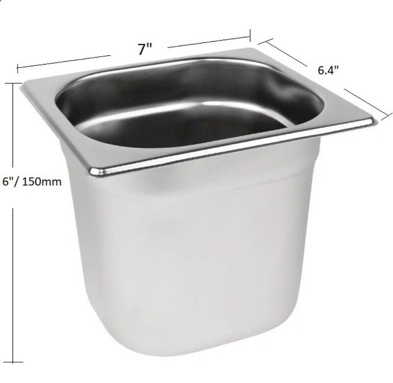 1/6 Gastronorm Pan GN Pan 150mm (6 inch) Stainless Steel